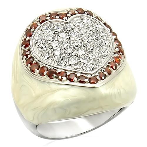 Silver Ring Set LOS211 Rhodium 925 Sterling Silver Ring with CZ in Garnet