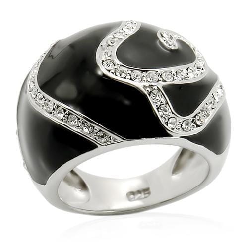 Silver Ring Set LOS212 Rhodium 925 Sterling Silver Ring with Crystal