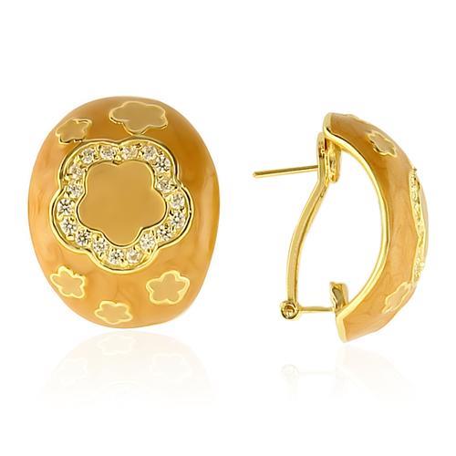 Gold Stud Earrings LOS216 Gold 925 Sterling Silver Earrings with CZ