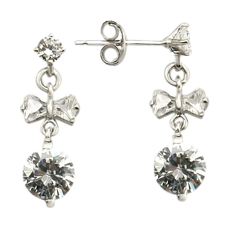 Silver Dangle Earrings LOS313 Rhodium 925 Sterling Silver Earrings with CZ