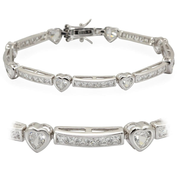 Silver Bracelet LOS331 Rhodium 925 Sterling Silver Bracelet with CZ