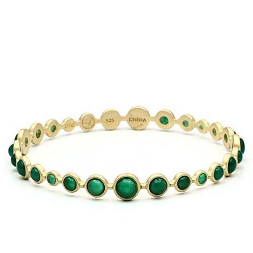 Silver Bangles LOS550 Matte Gold 925 Sterling Silver Bangle with Semi-Precious