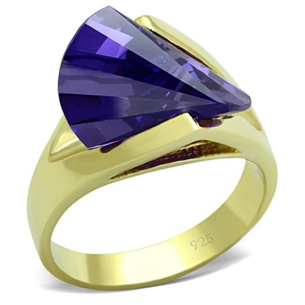 Gold Plated Rings LOS656 Gold 925 Sterling Silver Ring with CZ in Tanzanite