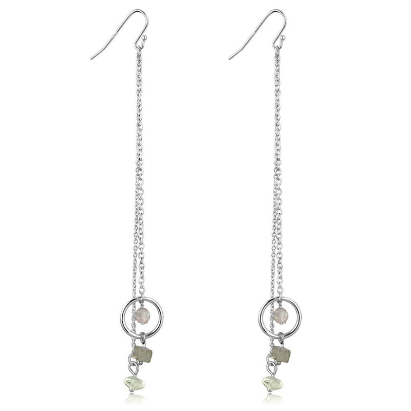 Silver Dangle Earrings LOS786 Silver 925 Sterling Silver Earrings with Synthetic