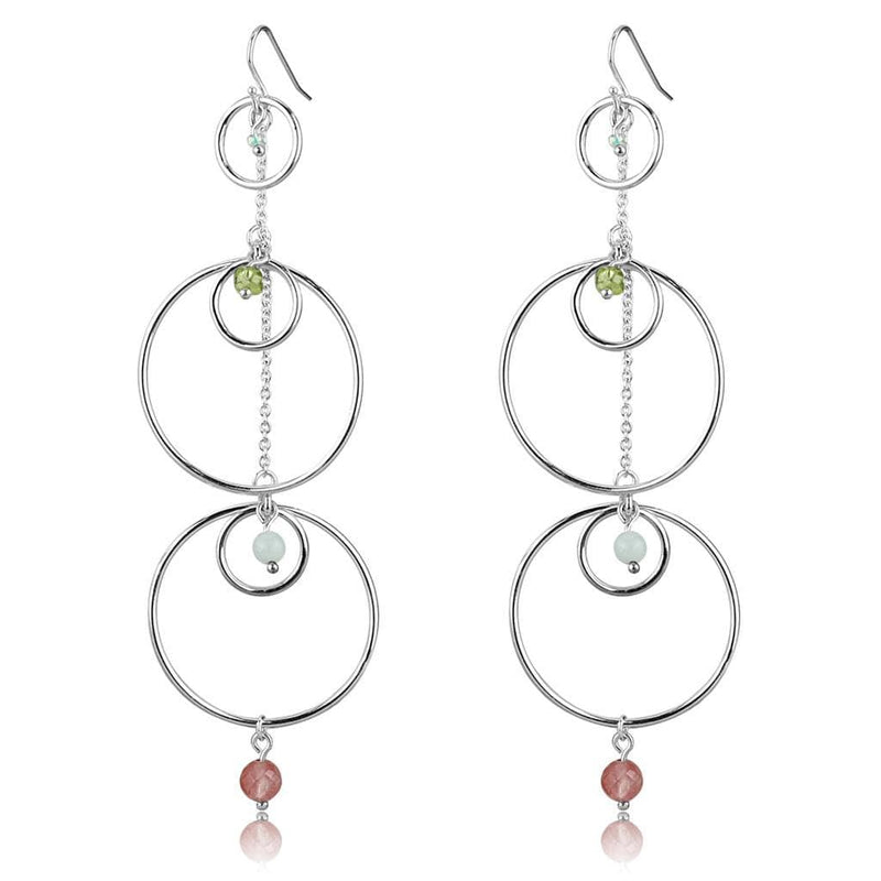 Silver Dangle Earrings LOS789 Silver 925 Sterling Silver Earrings with Synthetic