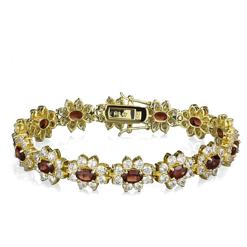 Gold Bracelet LOS842 Gold 925 Sterling Silver Bracelet with CZ in Garnet