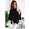 Lossky 2017 Winter Asymmetrical Warm Turtleneck Oversized Hoodies Sweatshirt Women Casual Loose Flare Sleeve Pullovers Female-Black-S-JadeMoghul Inc.