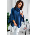 Lossky 2017 Winter Asymmetrical Warm Turtleneck Oversized Hoodies Sweatshirt Women Casual Loose Flare Sleeve Pullovers Female-Blue-S-JadeMoghul Inc.