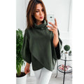 Lossky 2017 Winter Asymmetrical Warm Turtleneck Oversized Hoodies Sweatshirt Women Casual Loose Flare Sleeve Pullovers Female-Green-S-JadeMoghul Inc.