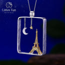 Lotus Fun Real 925 Sterling Silver Handmade Fine Jewelry Eiffel Tower Design Pendant without Necklace Acessorios for Women--JadeMoghul Inc.
