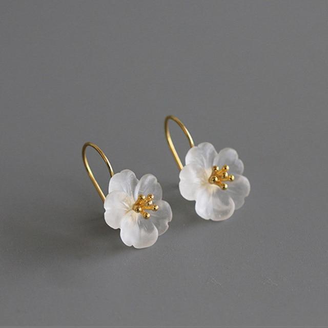 Lotus Fun Real 925 Sterling Silver Handmade Natural Designer Fine Jewelry Flower in the Rain Fashion Drop Earrings for Women-Gold Color-JadeMoghul Inc.