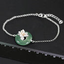 Lotus Fun Real 925 Sterling Silver Natural Stones Creative Handmade Fine Jewelry Lotus Whispers Bracelet for Women Brincos-Green Aventurine-JadeMoghul Inc.