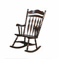 Lounge Chaises & Recliners Traditional Windsor Style Wooden Rocking Chair with Stretchers, Walnut Brown Benzara