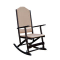 Wooden Folding Rocking Chair with Woven Fabric Upholstered Seat and Back, Beige and Brown