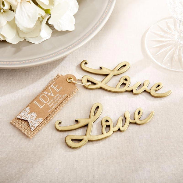 Love Antique Gold Bottle Opener-Wedding Reception Accessories-JadeMoghul Inc.