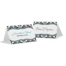 Love Bird Damask Place Card With Fold Berry (Pack of 1)-Table Planning Accessories-Aqua Blue-JadeMoghul Inc.
