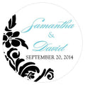 Love Bird Damask Small Sticker Berry (Pack of 1)-Wedding Favor Stationery-Vintage Gold-JadeMoghul Inc.