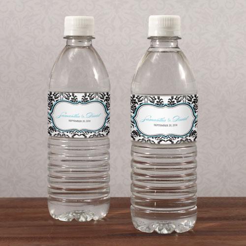 Love Bird Damask Water Bottle Label Berry (Pack of 1)-Wedding Ceremony Stationery-Candy Apple Green-JadeMoghul Inc.