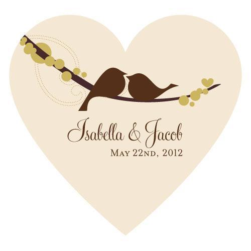 Love Bird Heart Sticker Spring (Pack of 1)-Wedding Favor Stationery-Watermelon-JadeMoghul Inc.