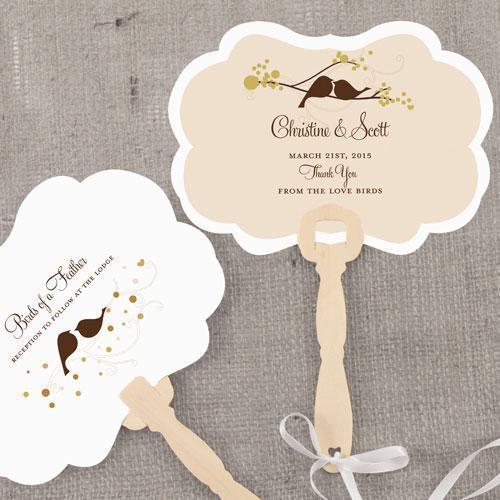 Love Bird Personalized Hand Fan Spring (Pack of 1)-Wedding Parasols Umbrellas & Fans-Mocha Mousse-JadeMoghul Inc.