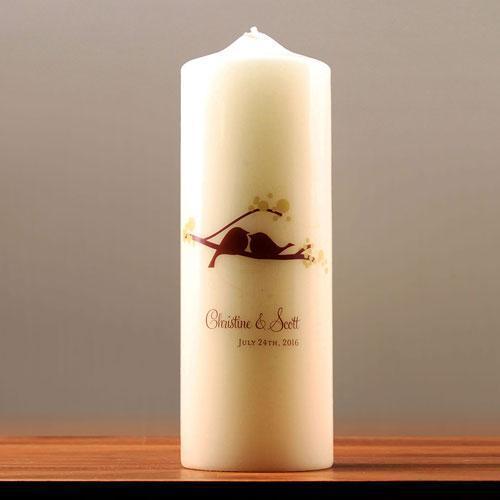 Love Bird Personalized Pillar Candles Ivory Spring (Pack of 1)-Wedding Ceremony Accessories-Watermelon-JadeMoghul Inc.