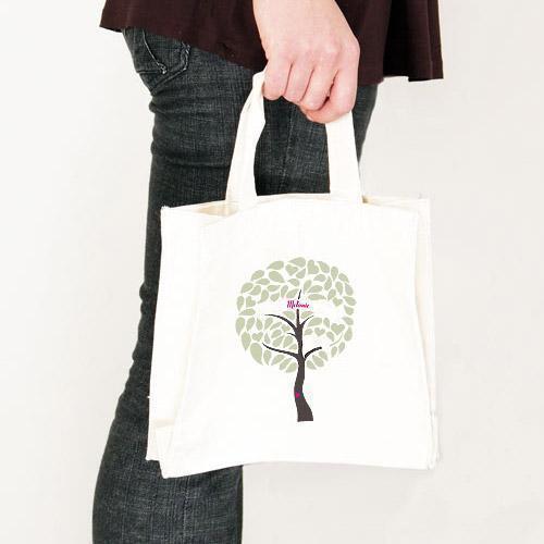 Love Bird Tree Personalized Tote Bag Mini Tote with Gussets Fuchsia (Pack of 1)-Personalized Gifts for Women-Fuchsia-JadeMoghul Inc.