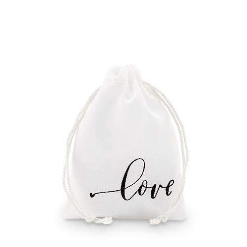 "love" Print Muslin Drawstring Favor Bag - Small (Pack of 12)-Favor Boxes Bags & Containers-JadeMoghul Inc.
