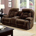 Love Seat With Cup Holders, Brown-Loveseats-Brown-Wood Fabric-JadeMoghul Inc.