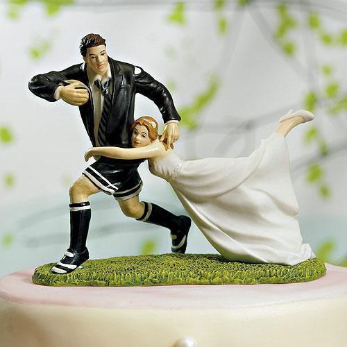 Love Tackle Bride and Groom Cake Topper (Pack of 1)-Wedding Cake Toppers-JadeMoghul Inc.