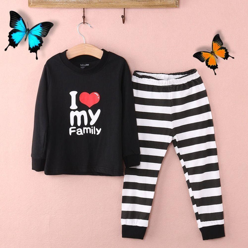 Lovely Baby Kids Girls Boys Cartoon Printed Cotton Pajamas Pyjamas Sleepwear Set-Black-2T-JadeMoghul Inc.