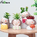 Lovely Girl Cartoon Design Resin Plant Flower Pot Succulent Container Planter Bonsai Pot Flowerpot Desktop Craft Home Decoration-Style 1-JadeMoghul Inc.