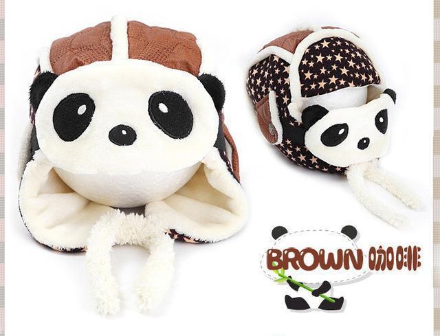 Lovely Panda Hats Baby Caps Kids Aviator Hat Bomber Winter Cap Children Masks Warm All For Children Clothing And Accessories-Brown-JadeMoghul Inc.