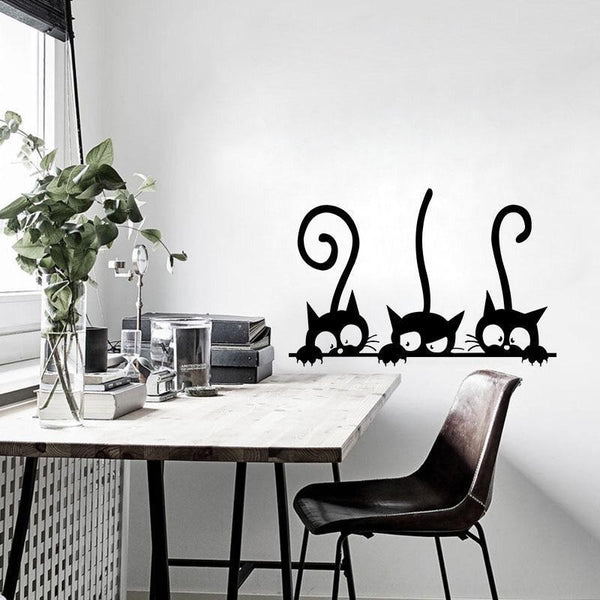 Lovely Three Black Cat DIY Wall Stickers Animal Room Decoration personality Vinyl Wall Decals--JadeMoghul Inc.