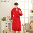 Lovers Classic Silk Soft Long Bathrobe / Flannel Warm Dressing Gown-Men red-M-JadeMoghul Inc.