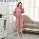 Lovers Classic Silk Soft Long Bathrobe / Flannel Warm Dressing Gown-Women bean paste-M-JadeMoghul Inc.