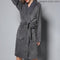 Lovers Classic Silk Soft Long Bathrobe / Flannel Warm Dressing Gown-Women dark grey-M-JadeMoghul Inc.