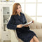 Lovers Classic Silk Soft Long Bathrobe / Flannel Warm Dressing Gown-Women navy-M-JadeMoghul Inc.