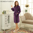 Lovers Classic Silk Soft Long Bathrobe / Flannel Warm Dressing Gown-Women purple-M-JadeMoghul Inc.