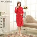 Lovers Classic Silk Soft Long Bathrobe / Flannel Warm Dressing Gown-Women red-M-JadeMoghul Inc.