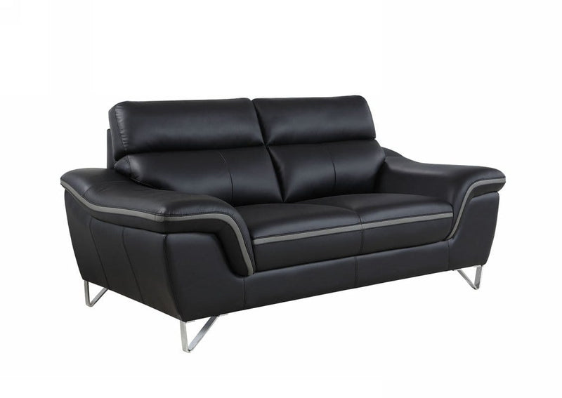 Loveseats Black Loveseat - 36" Contemporary Black Leather Loveseat HomeRoots