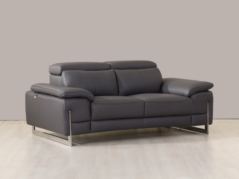 Loveseats Gray Loveseat - 31" Tasteful Dark Grey Leather Loveseat HomeRoots