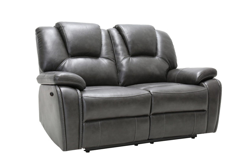 Loveseats Gray Loveseat - 40" Contemporary Grey Leather Power Reclining Loveseat HomeRoots