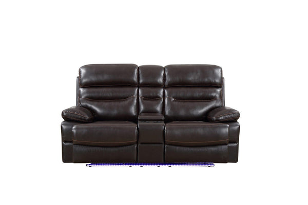 Loveseats Leather Loveseat - 78" X 40" X 41" Brown Power Reclining Console Loveseat HomeRoots