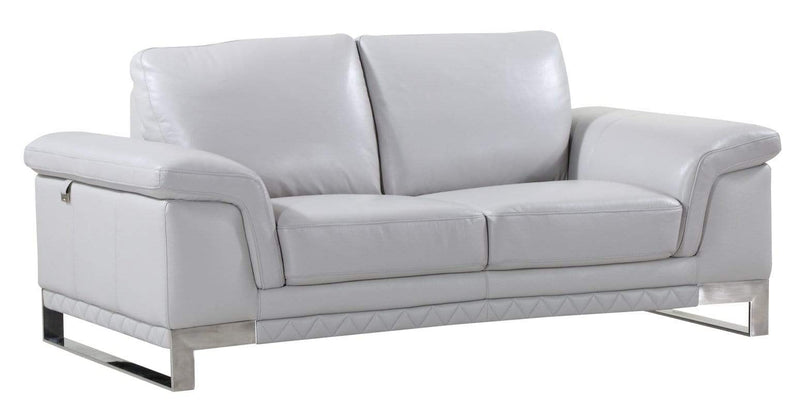 Loveseats Modern Loveseat - 32" Lovely Light Grey Leather Loveseat HomeRoots