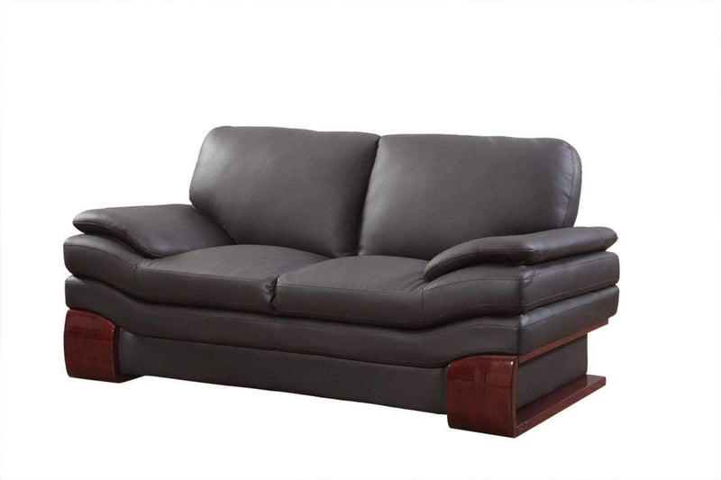 Loveseats Modern Loveseat - 44" Dazzling Brown Leather Loveseat HomeRoots