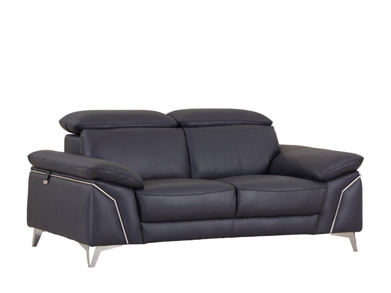 Loveseats Vintage Loveseat - 31" Fashionable Navy Leather Loveseat HomeRoots