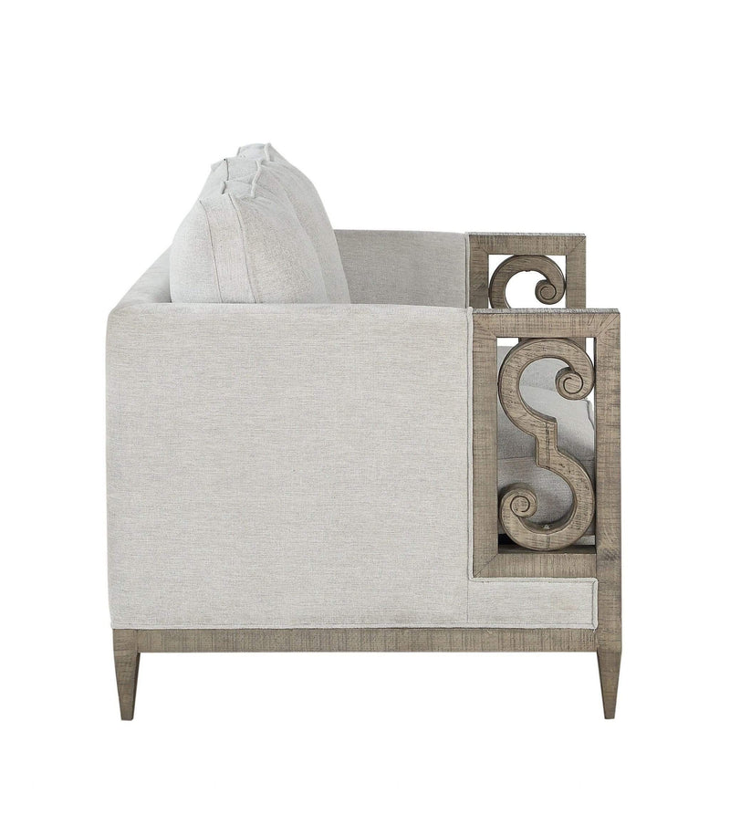 Loveseats Vintage Loveseat - 38" X 55" X 35" Fabric Salvaged Natural Upholstery Wood Leg Loveseat HomeRoots
