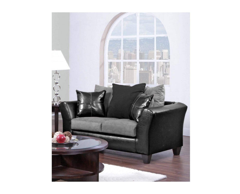 Loveseats Vintage Loveseat - 63" X 33" X 33" Jefferson Black Sierra Graphite 100% Polyurethane/100% Polyester Microfiber Loveseat HomeRoots