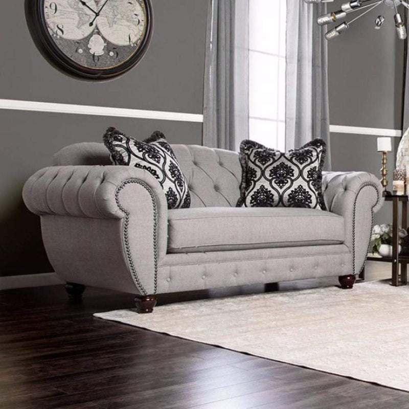 Loveseats Viviana Gray Finish Love Seat Benzara