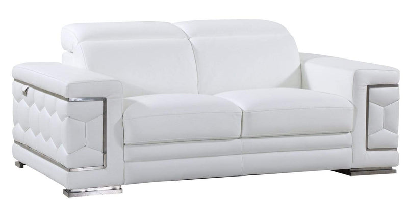 Loveseats White Loveseat - 71" Sturdy White Leather Loveseat HomeRoots